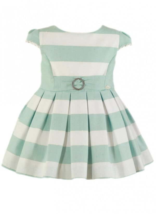 vestido manga corta vestir rayas verde agua mini niña Miranda - Imagen 3