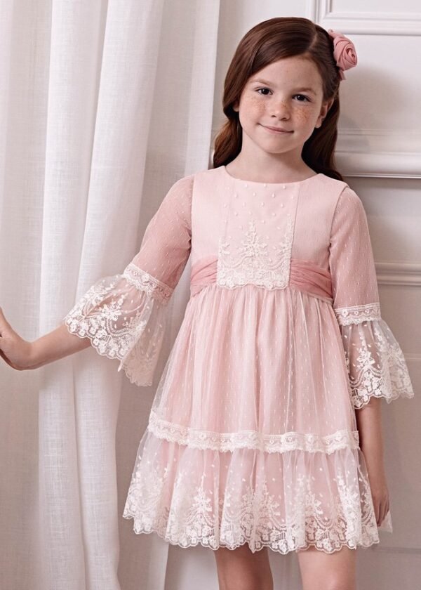 vestido media manga tul plumeti niña Abel y Lula