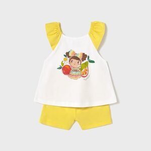 conjunto punto blanco y amarillo bebé niña Mayoral