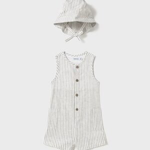 peto corto a rayas con gorro bebé niño Mayoral