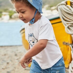 conjunto punto con gorro estampado azul bebé niño Mayoral