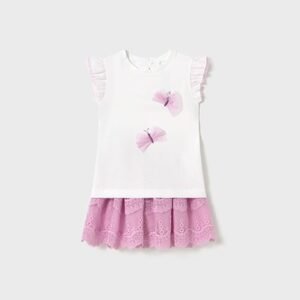 conjunto camiseta blanca y falda tul bebé niña Mayoral