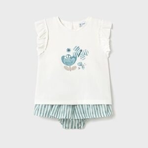 conjunto falda rayas y camiseta mariposa bebe niña Mayoral