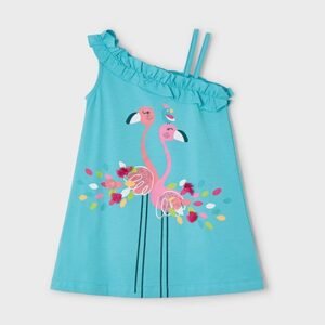 vestido algodón asimétrico azul mini niña Mayoral
