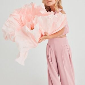 conjunto pantalón largo crepé ceremonia rosa Abel y Lula