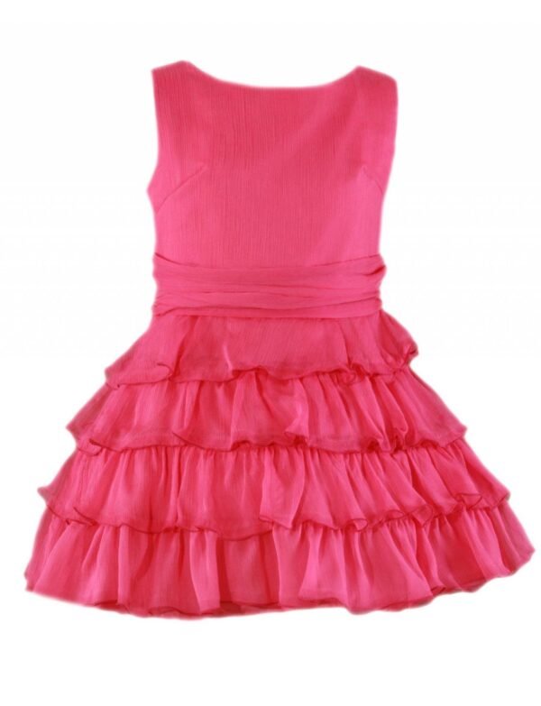 vestido fucsia gasa con volantes chica Miranda - Imagen 2