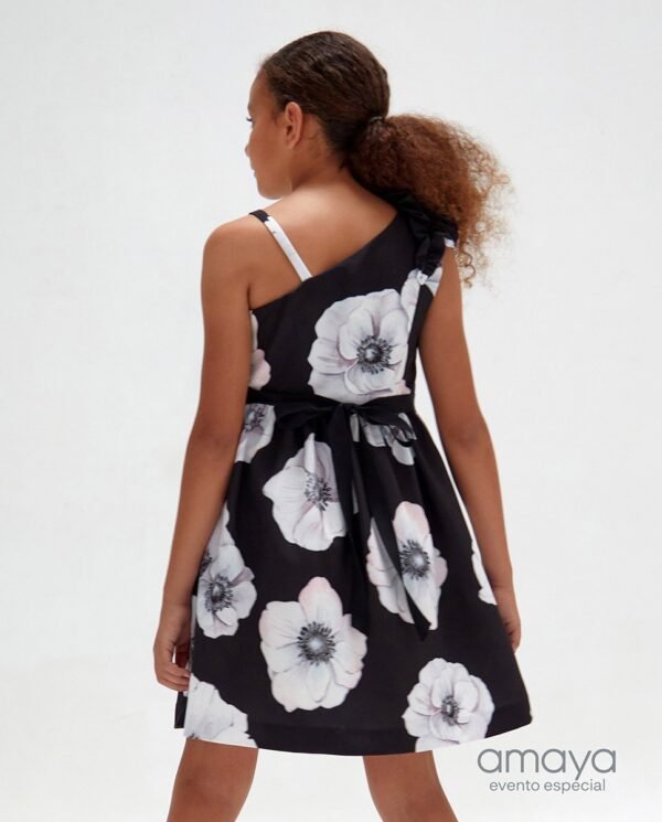 vestido negro estampado evento chica Amaya - Imagen 2