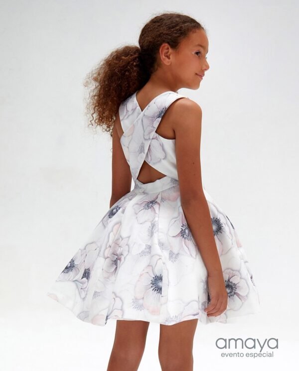 vestido blanco estampado flores rosa chica Amaya - Imagen 2