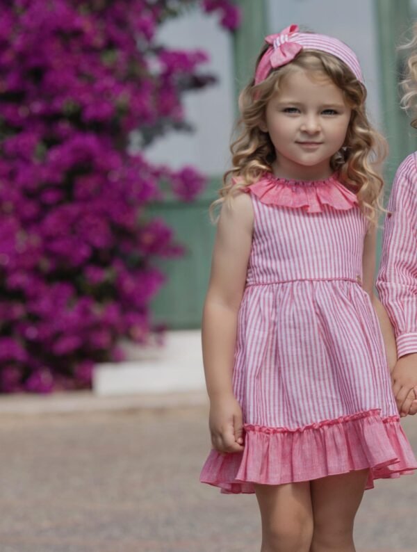 vestido niña rayas coral Miranda - Imagen 2