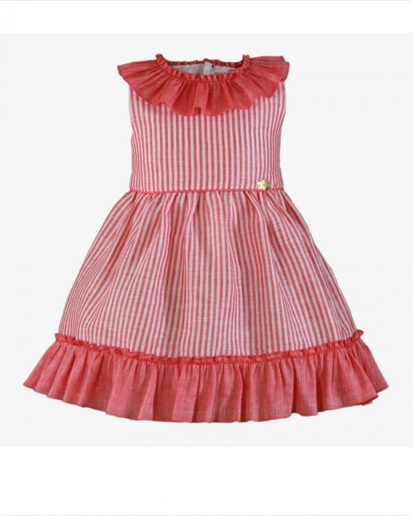vestido niña rayas coral Miranda - Imagen 4