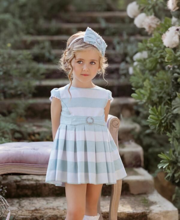 vestido manga corta vestir rayas verde agua mini niña Miranda