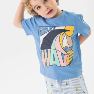 camiseta manga corta wave azul mini niño Boboli