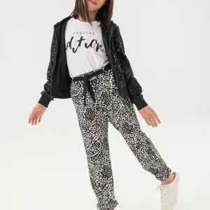 pantalón largo estampado blanco y negro chica boboli