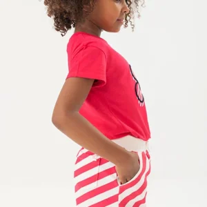 pantalón corto rayas rojo y blanco chica boboli