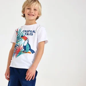 camiseta manga corta blanca tucán bebé niño Boboli