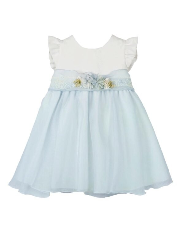 vestido bebé bautizo organza azul bebé niña Amaya - Imagen 3