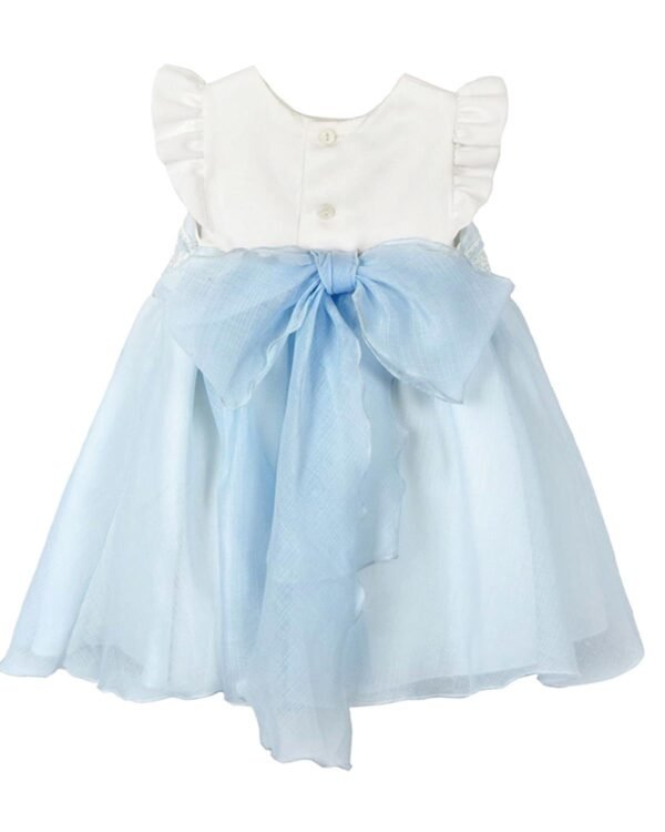 vestido bebé bautizo organza azul bebé niña Amaya - Imagen 4