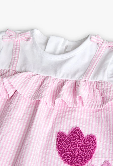 vestido popelín rayas en rosa y blanco bebé niña boboli - Imagen 3