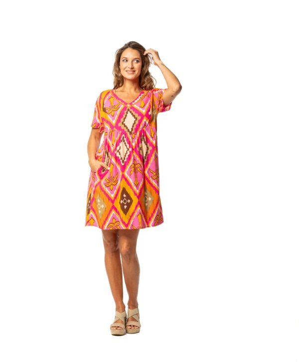 vestido manga corta maxi estampado multicolor Señoretta - Imagen 4