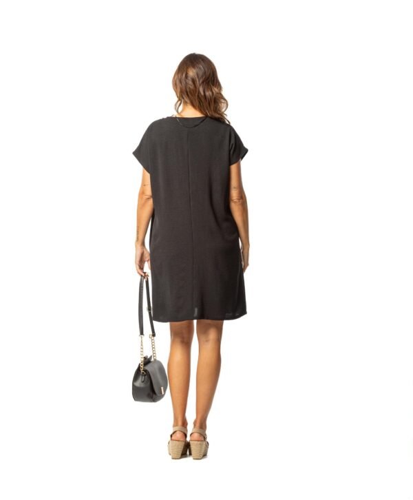 vestido negro manga corta adorno Jaquard Señoretta - Imagen 3
