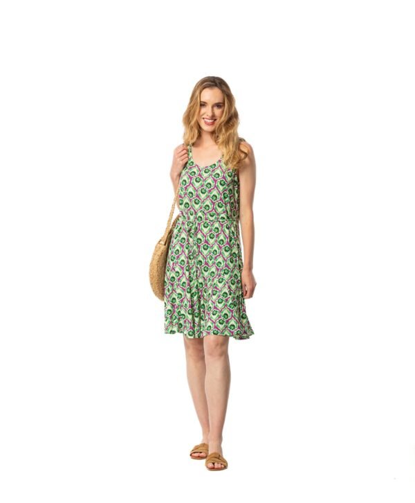 vestido sin mangas vuelo godets verde mujer Señoretta - Imagen 3