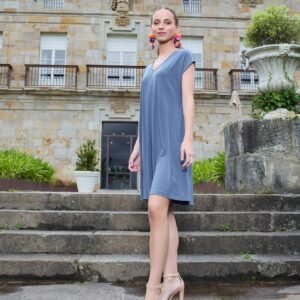 vestido cuello pico evasé mujer Señoretta