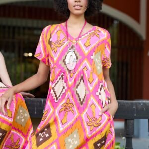 vestido manga corta maxi estampado multicolor Señoretta