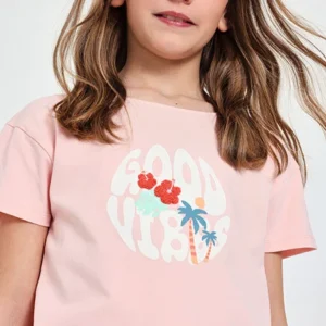 camiseta manga corta rosa chica boboli