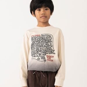 camiseta manga larga letras beige chico bóboli