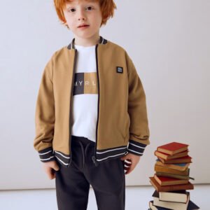 chándal 3 piezas bomber camel mini niño Mayoral