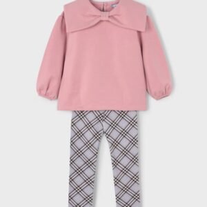 conjunto malla cuadros sudadera lazo mini niña Mayoral