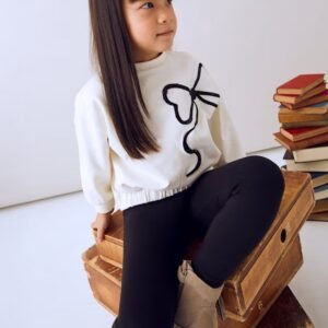 conjunto legging negro y sudadera con lazo mini niña Mayoral