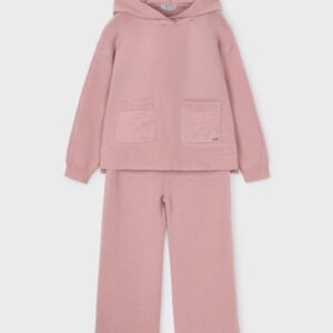conjunto tricotosa rosa con capucha liso mini niña Mayoral