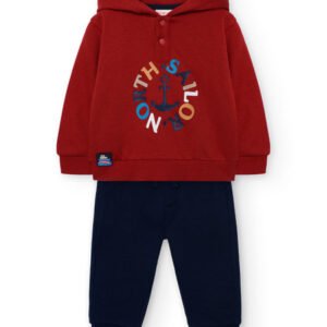 conjunto felpa granate y marino mini niño bóboli