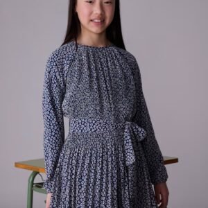 vestido plisado estampado con cinturón chica Mayoral