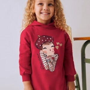 vestido felpa capucha rojo mini niña Mayoral