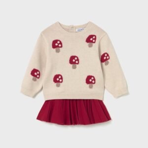 conjunto jersey y falda tablas tricot bebé niña Mayoral