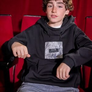 sudadera capucha negra print chico Mayoral