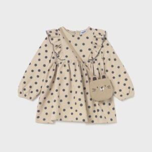 vestido felpa topitos con bolso bebé niña Mayoral