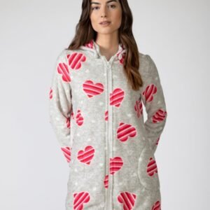 bata mujer corta corazones gris  Massana