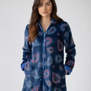 bata mujer corta azul estampada Massana