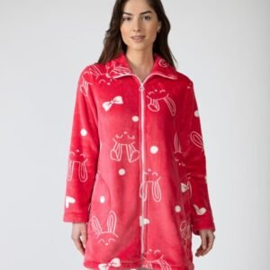 bata mujer corta roja estampada Massana