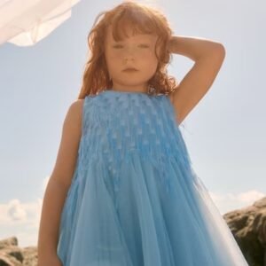 vestido flecos fantasía ceremonia azul niña Abel y Lula