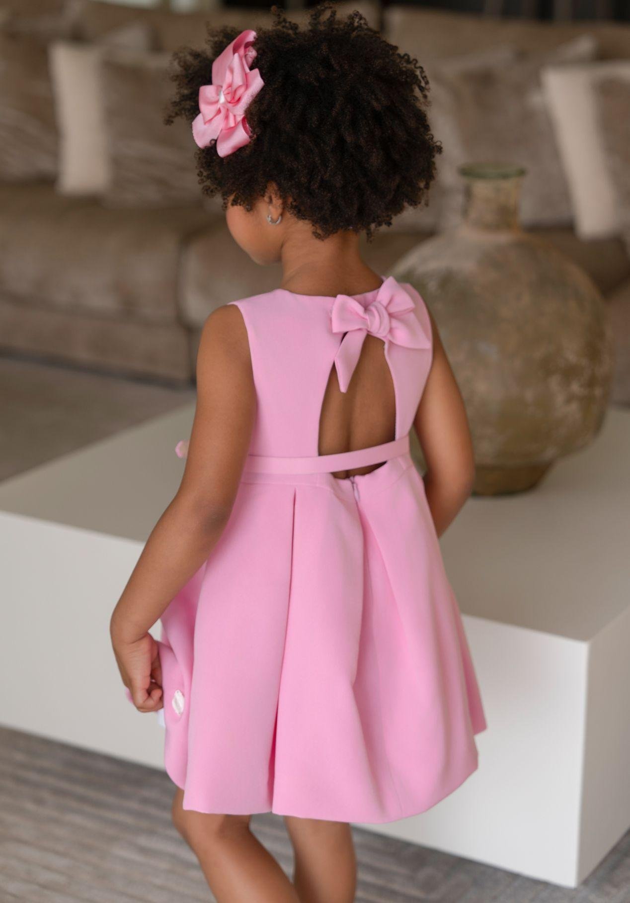 vestido vestir rosa con cinturón niña Miranda - Imagen 3