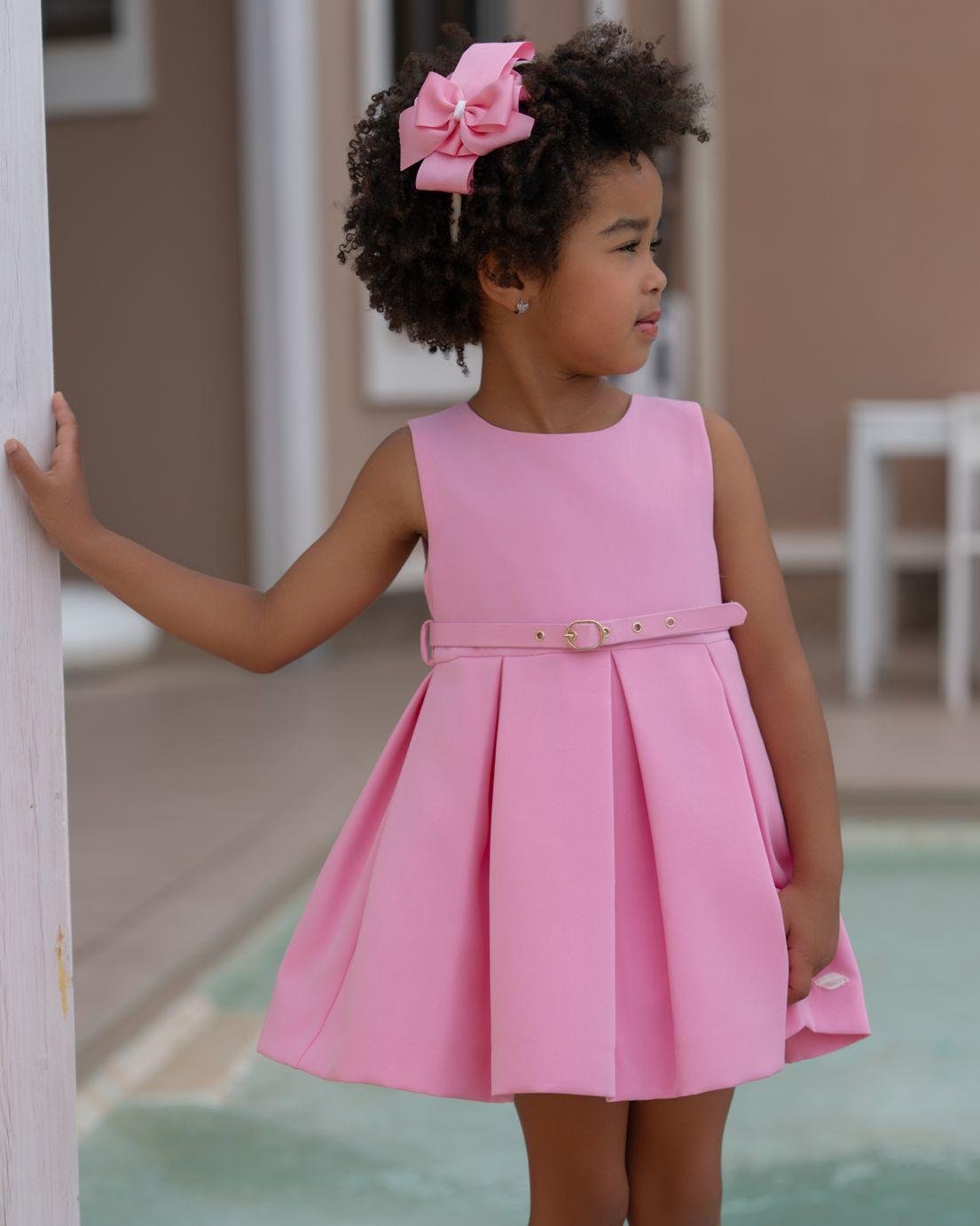 vestido vestir rosa con cinturón niña Miranda - Imagen 2