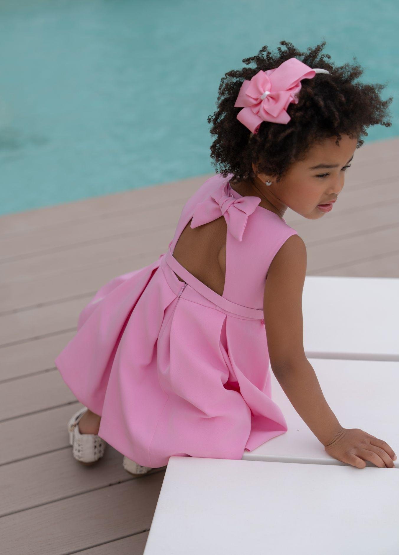 vestido vestir rosa con cinturón niña Miranda - Imagen 4