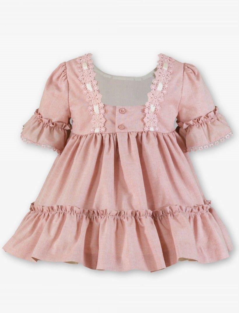 vestido media manga ceremonia rosa niña Miranda - Imagen 4