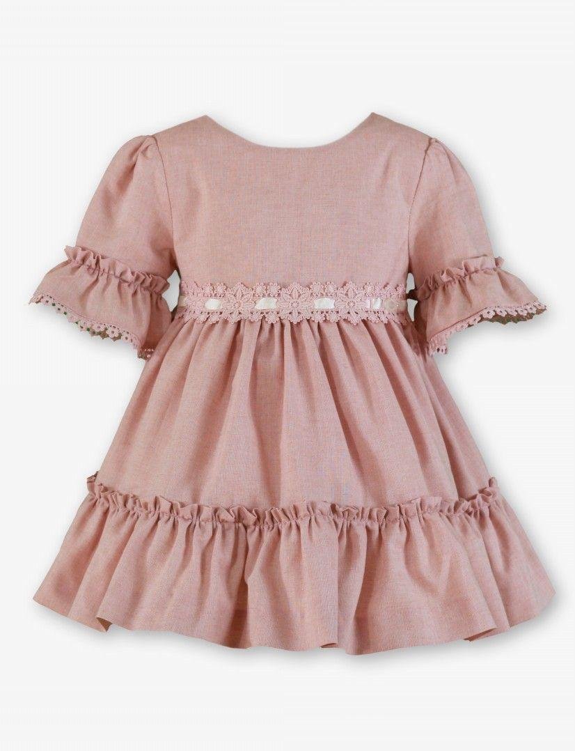 vestido media manga ceremonia rosa niña Miranda - Imagen 3