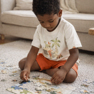 conjunto punto 2 camisetas y bermuda naranja mini niño Mayoral