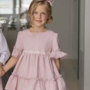 vestido media manga ceremonia rosa niña Miranda